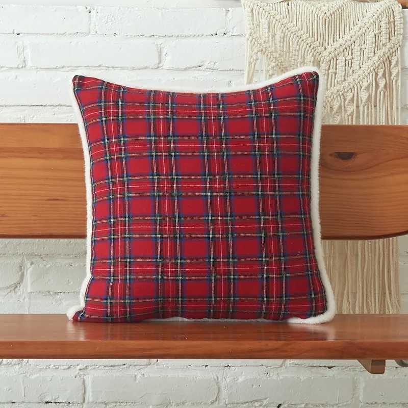 Merry Christmas Throw Pillow Cover 30X50/45X45CM Red Grid Cushion Cover Christmas Party Decor Home Decorative Pillowcase Y251105