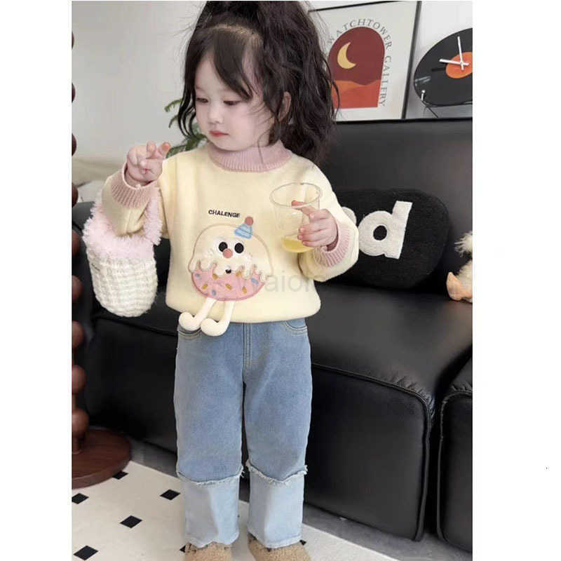 Sanrio Sweet Style Little Girl Color Block Cartoon Hello Kitty Thickened Sweater Autumn Winter New High Neck Warm Knitted Sweater for Girls H251105