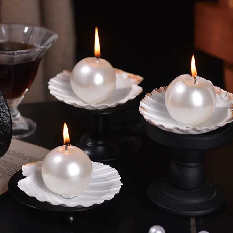 1Pcs Pearl Scented Candles Romantic Dinner Home Decor No Smoking Aromatherapy with Shells Atmosphere High Luxury C251105