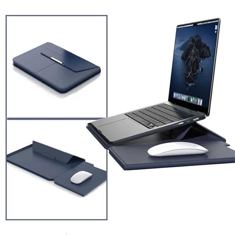 Leather Laptop Bag Waterproof Dustproof Laptop Sleeve with Notebook Stand Holder Mouse Pad for 13-14inch Macbook Z251105 - view 3