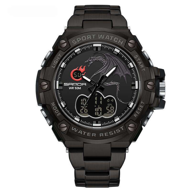 DHwatches Sanda Brand Business Steel Band Electronic Multifunctional Watch Waterproof Alarm Clock Sports Men's Wristwatch