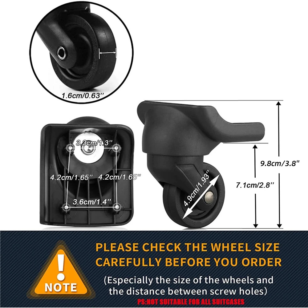 GUGULUZA 1 Pair Replacement Luggage Wheel Repair Suitcase Bag Parts Spinner Wheels Casters for Travel Case Customs Box ST0044 251031