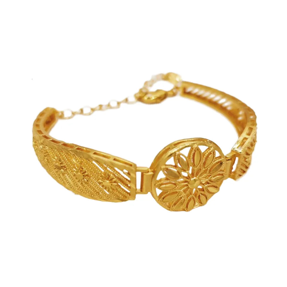 Dubai 24k Real Gold Plated Charm Bracelets Indian Adjustable Bangles African Event Party Jewelry Accessories Gift Women 251031