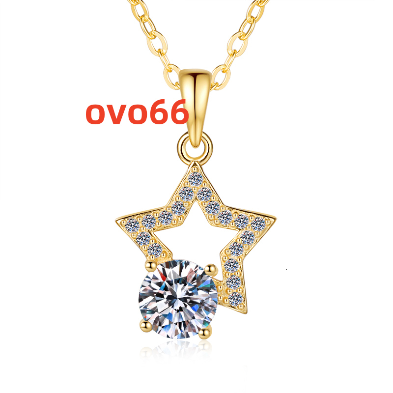 Fine Jewelry Classic High Quality VVs1 18k Gold Plated 1Ct Start Diamond Moissanite S925 Sterling Silver Necklace Pendant