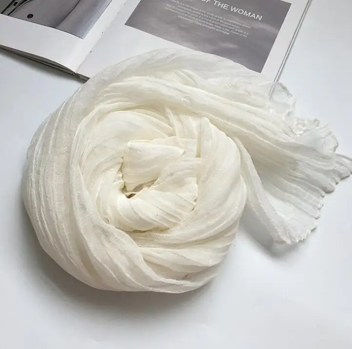 60x230cm Arrival Soft Solid Color Women 100% Linen Scarf Summer Travel Sunscreen Long Shawl Elegant Hijab Women Foulard 250403