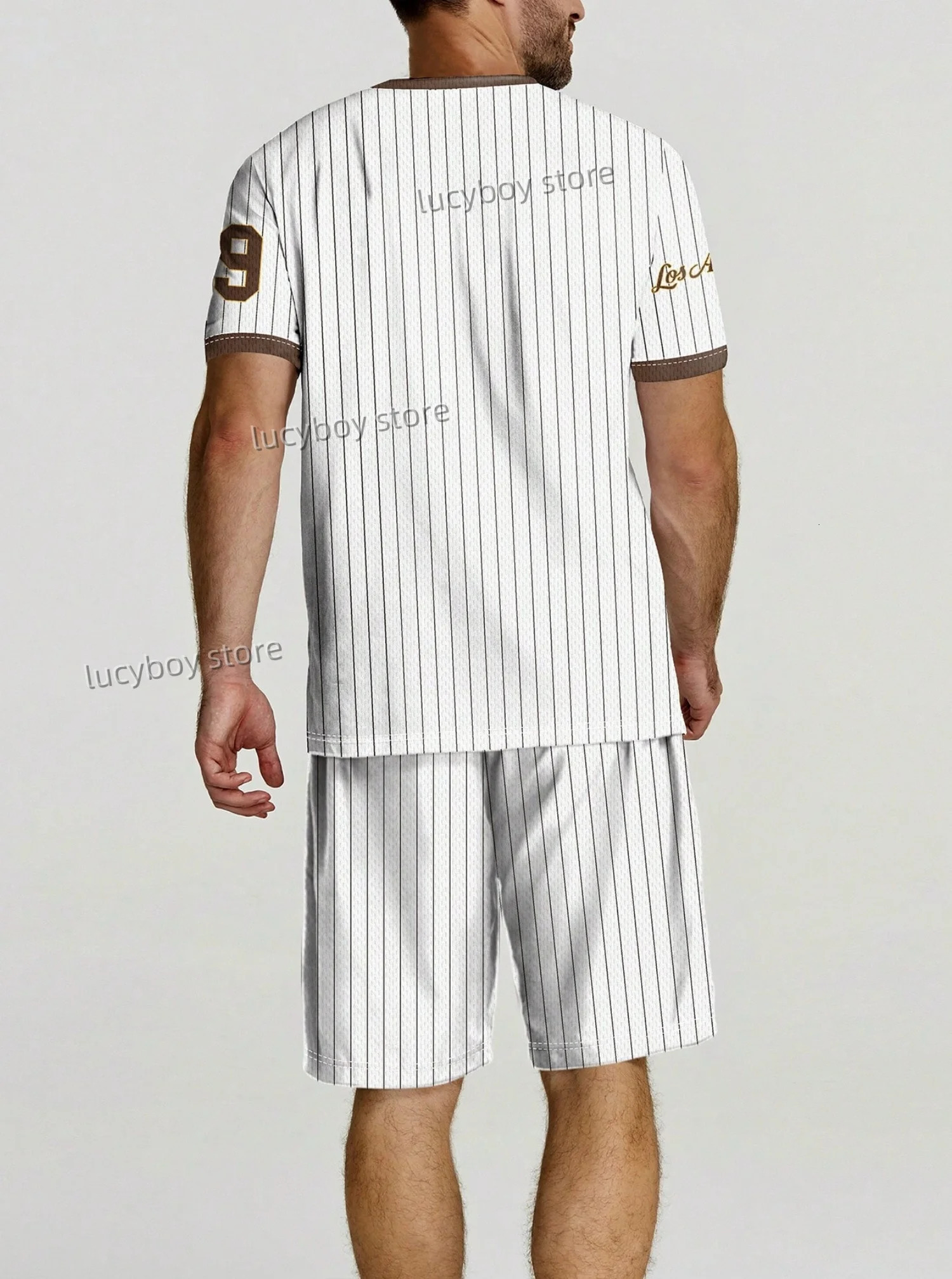 LOSANGELES 79Printed Sport T-shorts Suit Set MenAmerican High Tracksuit Outfit Summer Oversized 2-piece Set 250403