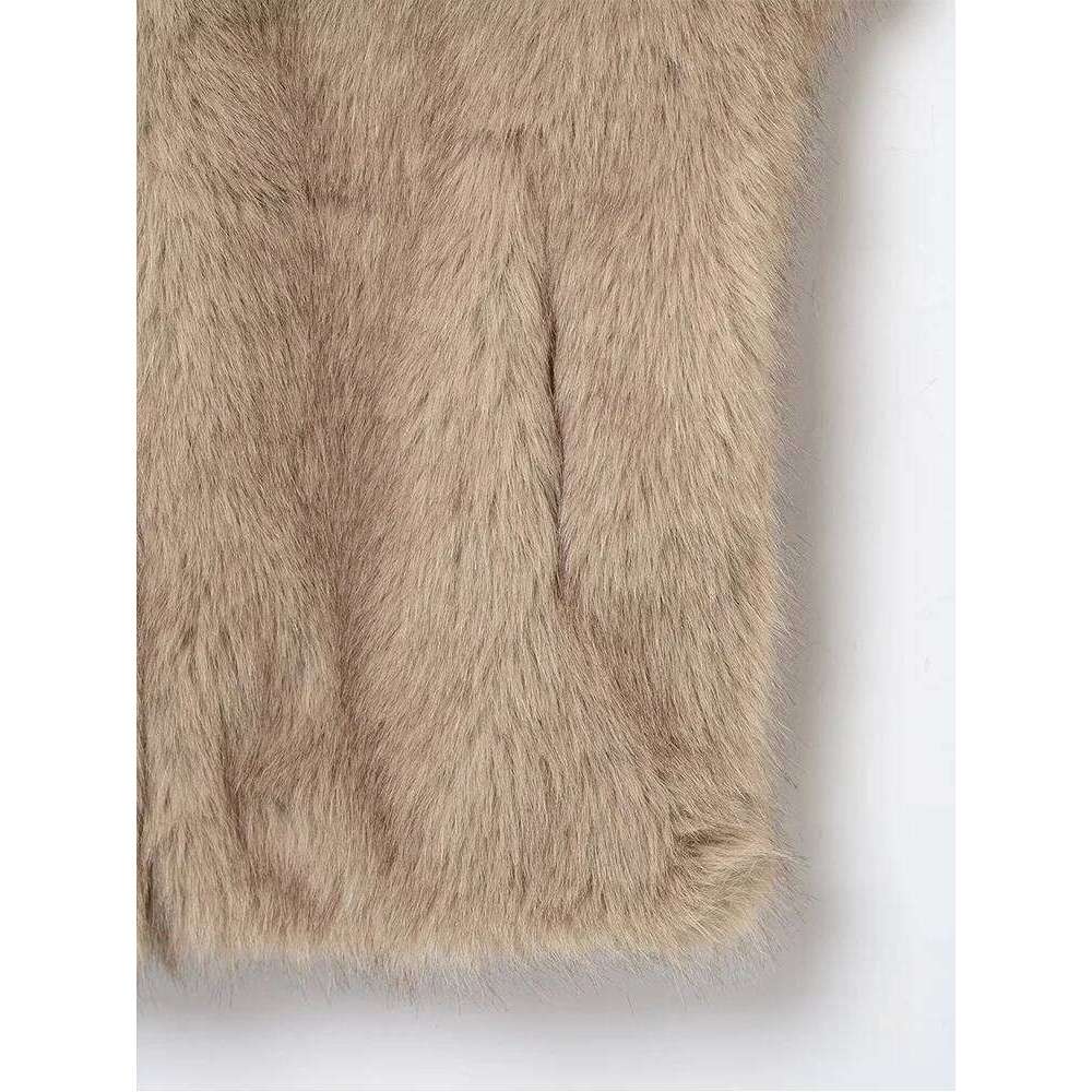 TFMLN New Women Light Vest Coat Fashion Faux Sleeveless Winter Warm Loose Lapel Female Chic Fur Waistcoat