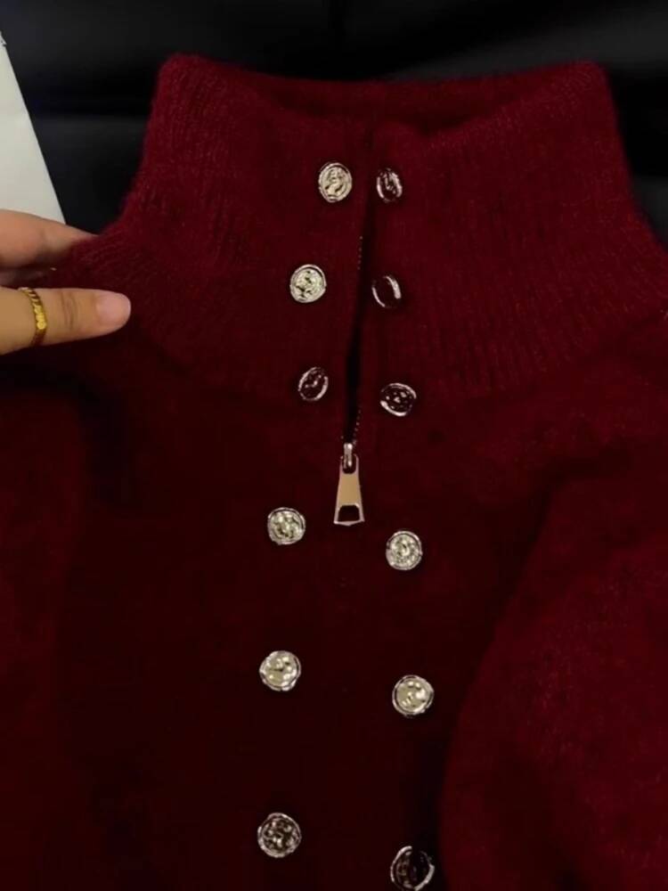 winter jacket women Luxury Knitted Cardigan Double Breasted Sweater Coat Women Autumn High-end Lazy Zipper Y2k Knit Top