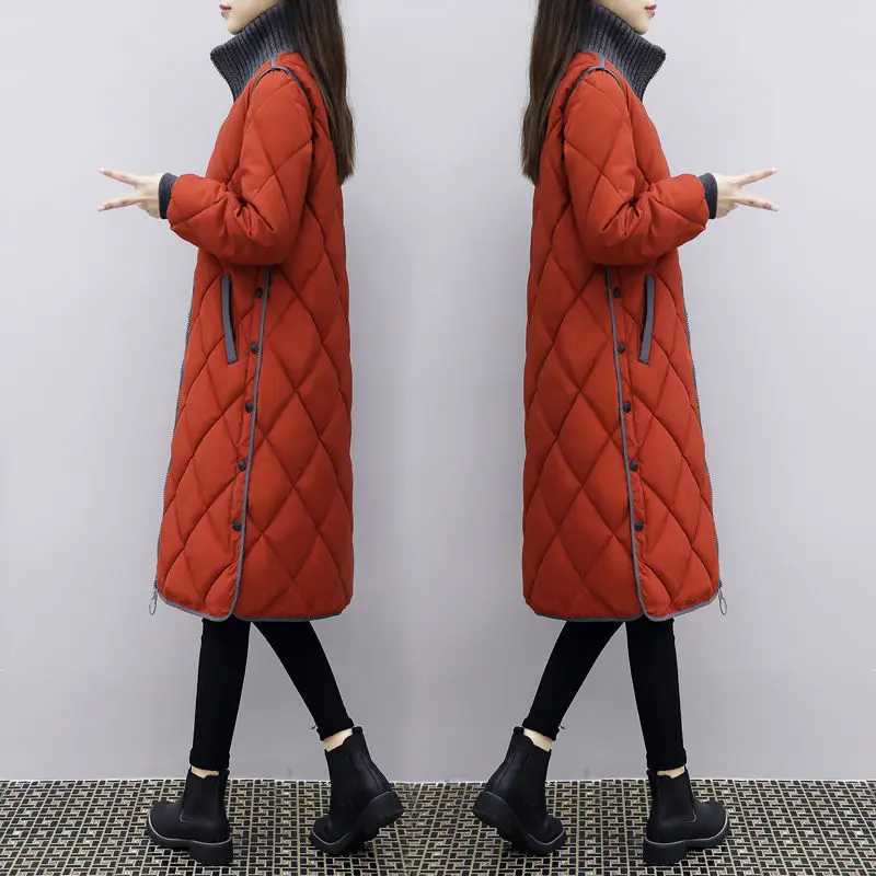Winter New Style Down Padded Jacket Women Mid-length Korean Style Loose Cotton-padded Coat Over The Knee Padded Jacket CoatsT251105