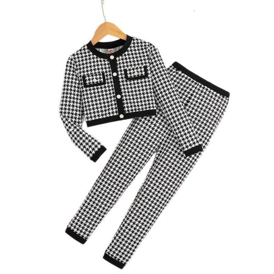 2pcs Set of Girls Outfits Long Sleeves Button Cardigan Jacket Pants Youngsterss Clothing For Spring/Autumn Casual Wear 5-14 Y251105