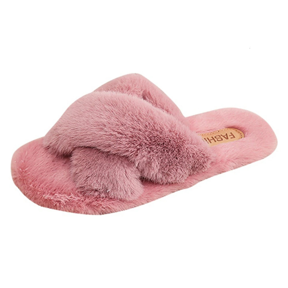 Winter Female Warm Slippers Candy Color Indoor Outdoor Wear Thick Leisure Fashion Cross Cotton Furry Women Home Slippers 251031