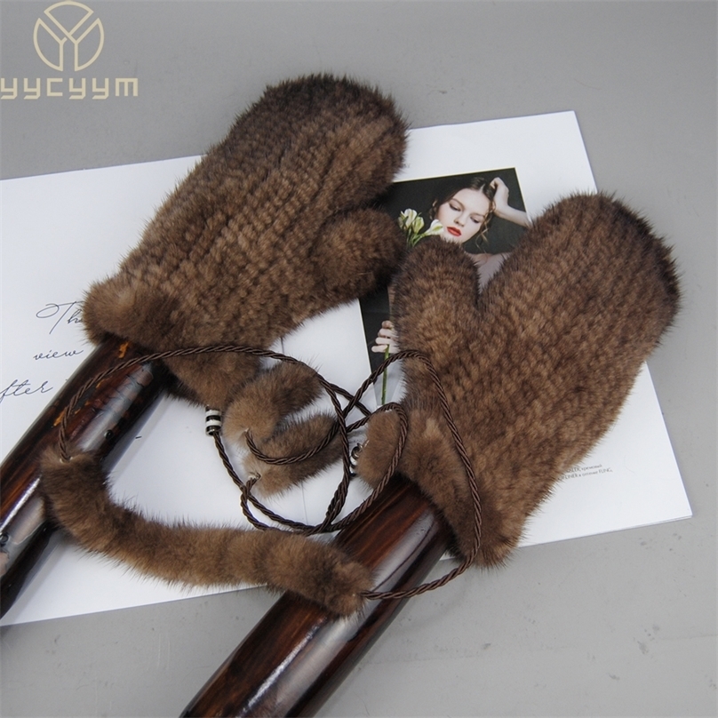 Winter Real Mink Fashion Soft Warm 100Natural Mink Fur Gloves Lady Good Elastic Genuine Fur Gloves Knitted 251028ww