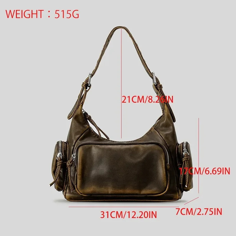 Y2k punk gothic underarm bag motor style cool retro shoulder bag high-quality multi pocket mobile phone pillow handbag 250402
