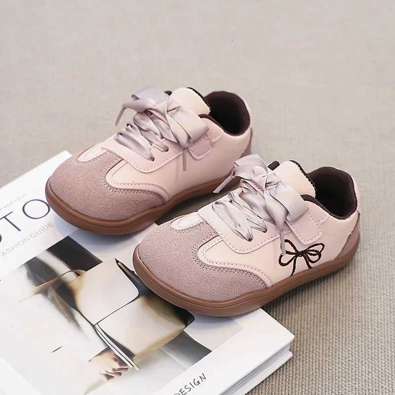 Spring Autumn Girls Sneakers Sweet Bowknot Embroidered Children Tennis Shoes Fashion Non-slip School Versatile Kids Causal ShoesT251105