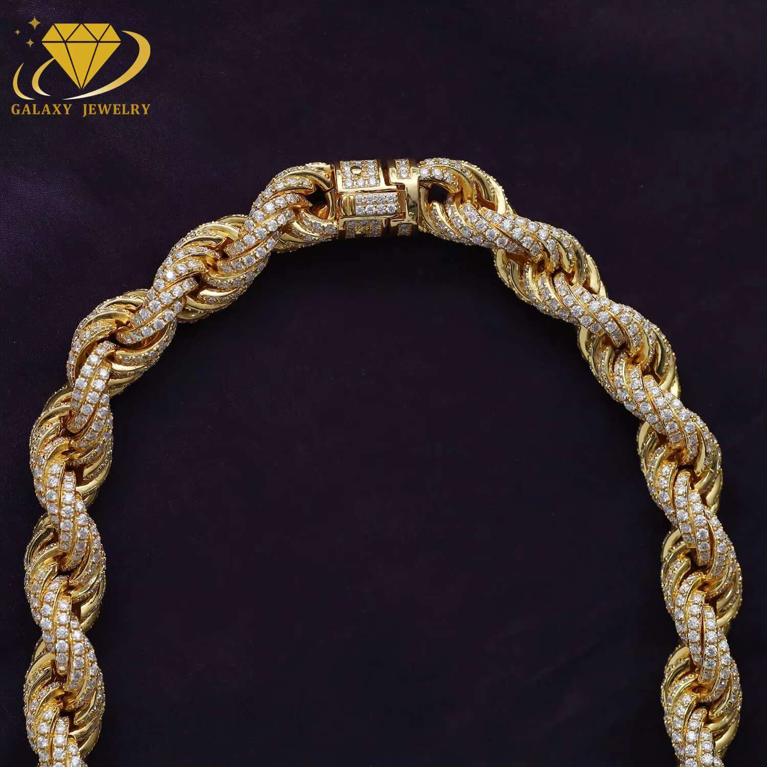 Luxury Pass Diamond Tester Vvs Moissanite Diamond 8mm 12mm Iced Out Rope Chain 925 Sterling Silver Twist Necklace Mens Hiphop