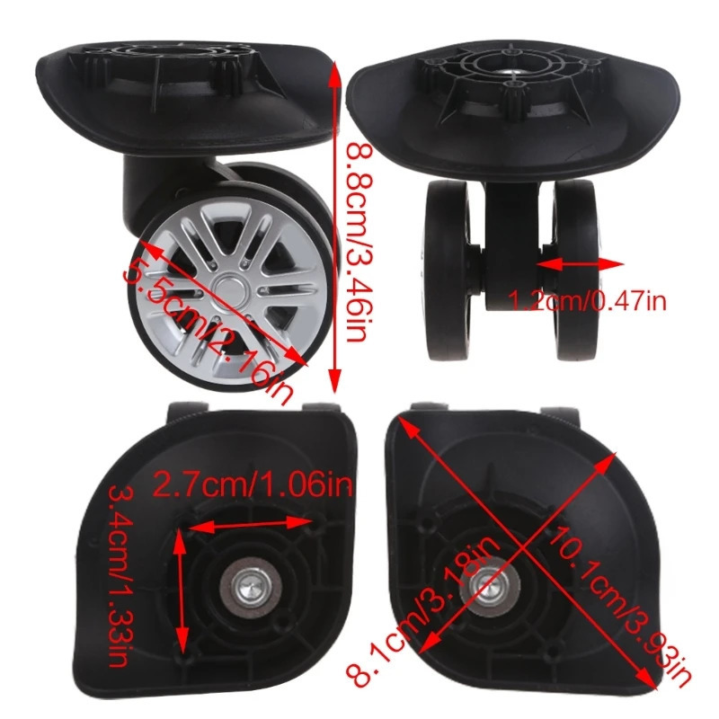 1 Pair A02 Suitcase Wheels Replacement Universal Travel Luggage Double Row Quiet Wheels with Durable Spinner Casters Repair Part 251031