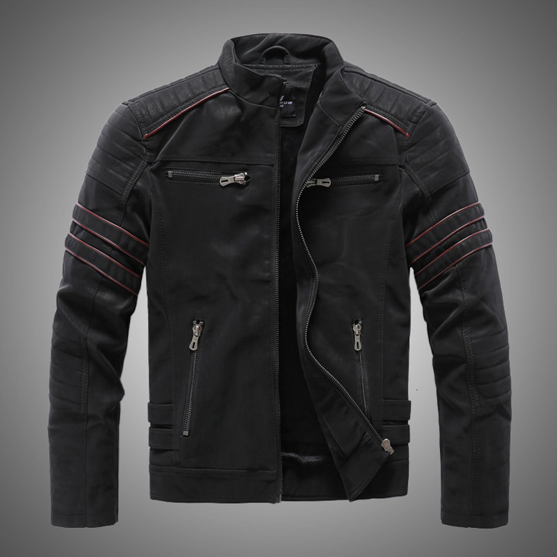 Casual Motorcycle Winter Men Leather Jacket Inner Fleece PU Coat Faux Jackets Mens Clothing Streetwear 251023