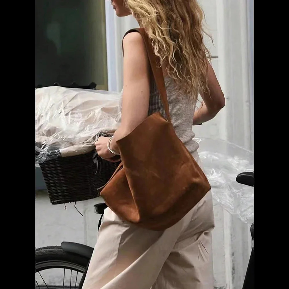 Retro Bag Brown Large Capacity Shoulder Underarm Crossbody Fashion and Leisure Daily Womens 251028