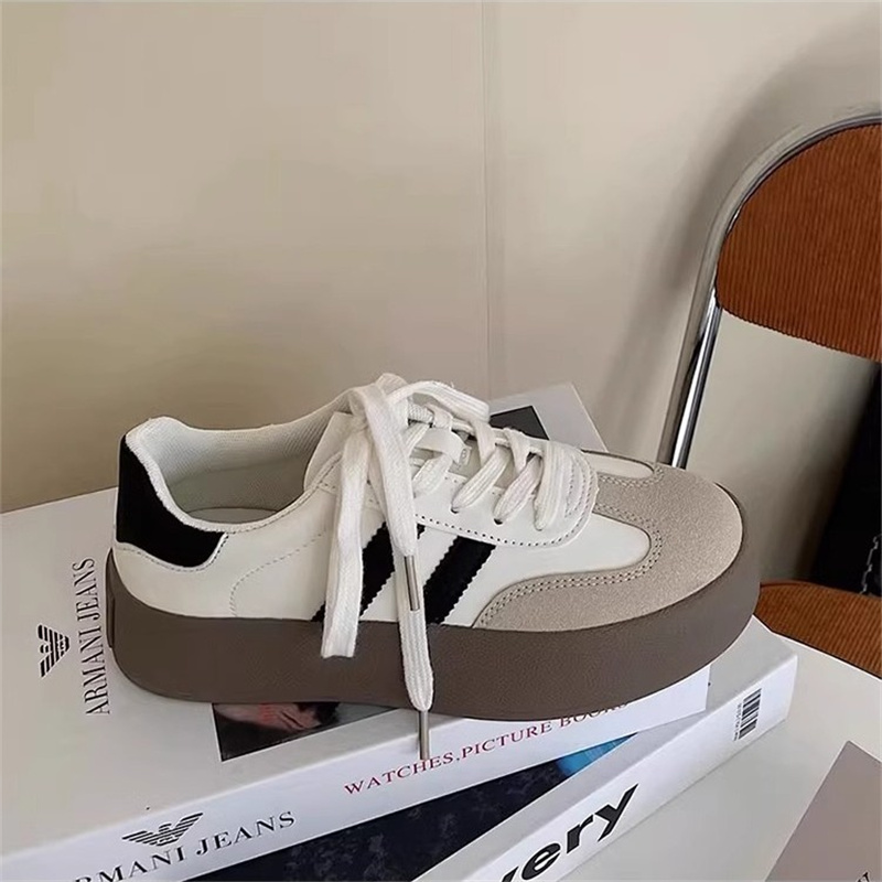 Designer casual shoes free shipping 2025 new round toe thick sole white shoes luxury board shoes daily wear outdoor for women
