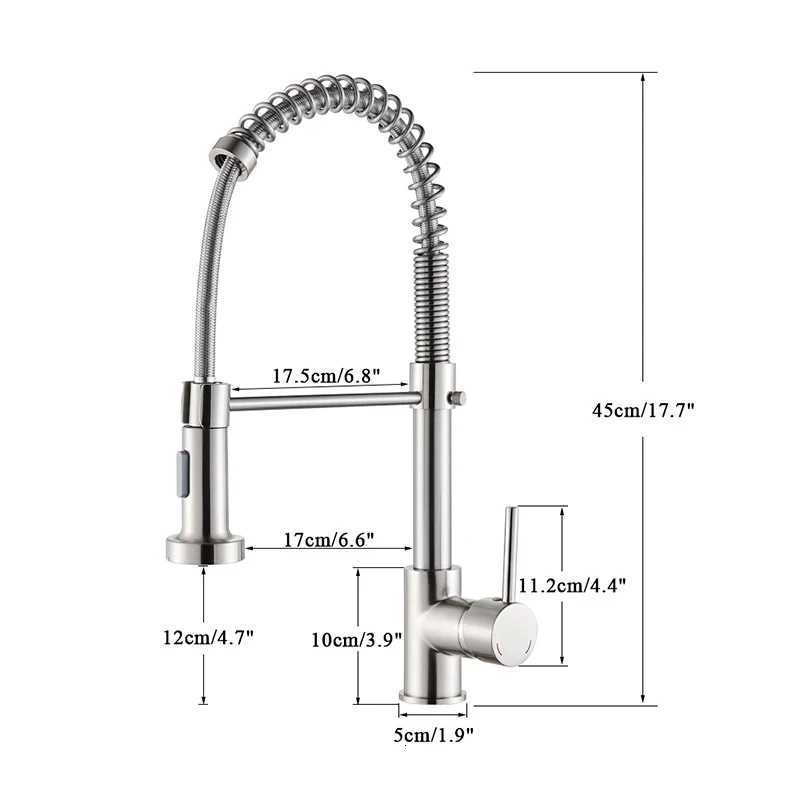 Spring Bed Nickel Kitchen Faucet Deck Mounted Mixer Tap 360 Degree Rotation Stream Sprayer Nozzle Kitchen Sink Hot Cold Taps Y251104