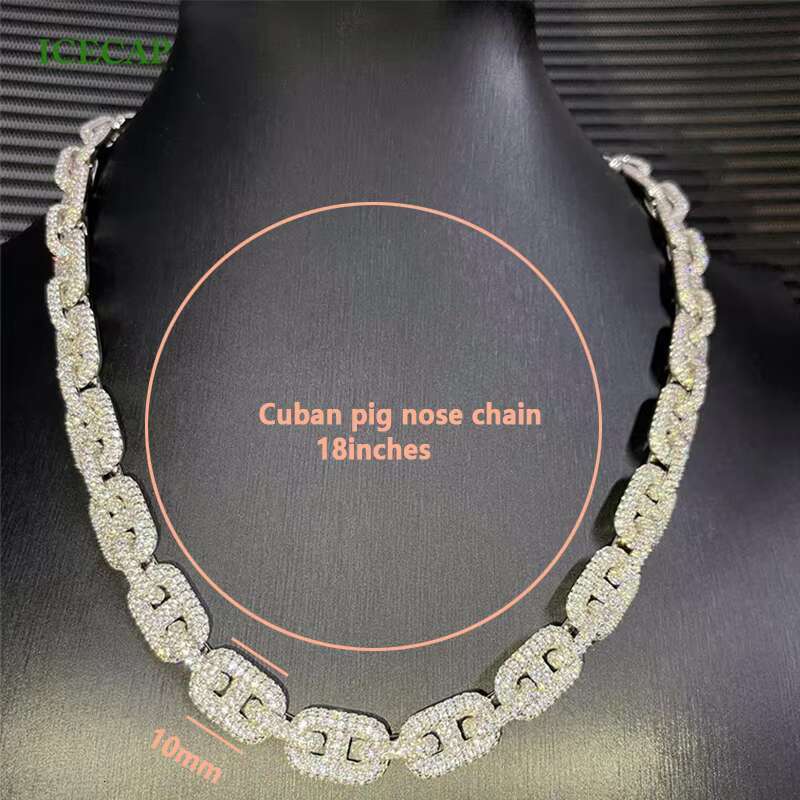 New Arrival Cuban Chain Full Iced Out VVS Moissanite Diamond Can Customization Cuban Link Chain Hip Hop Necklace