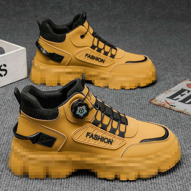 2025 Autumn Men's Mid-Top Casual Sports Outdoor Hiking Waterproof Non-Slip Height-Increasing Martin Boots