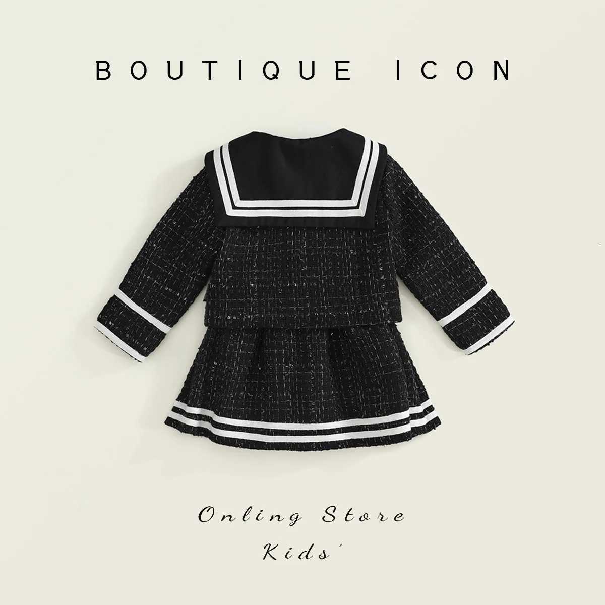 Preppy Style Tweed Coat Pleated Skirt 2 Piece Set for Toddler Girls Outfits with JK Sailor Collar Spring Autumn School Uniform Y251105