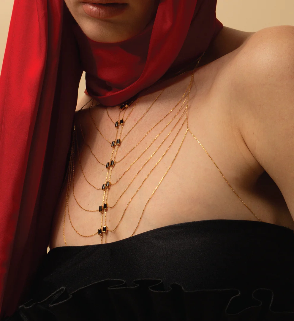 2025 New Fashion Sexy MultiLayer Body Chains Hanging Neck Necklace Bling Cubic Zirconia Women Charms Bar Party Wedding Jewelry