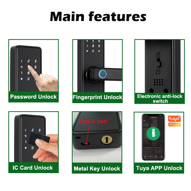 2024 RAYKUBE K20 9-language Biometric Fingerprint Door Lock Electronic Door Lock with Tuya APP/IC Card/Password/ Key Unlock 250402