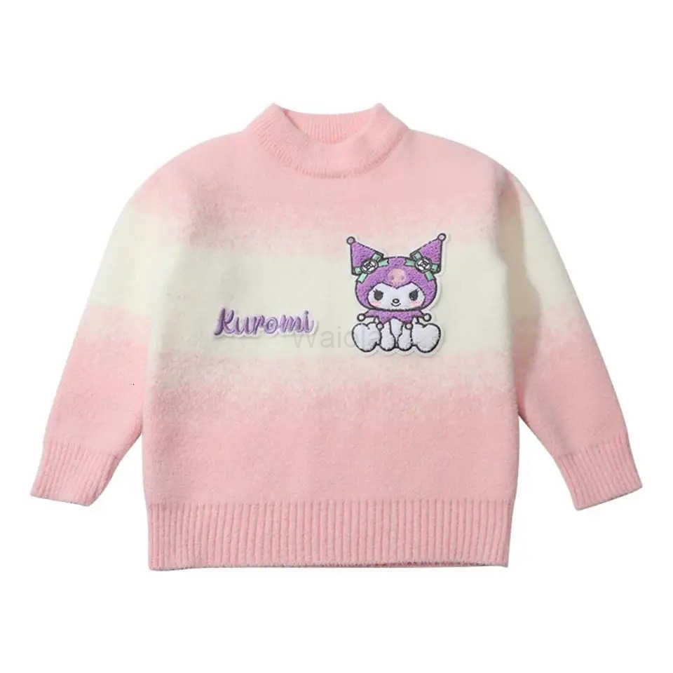 Sanrio Girls Cartoon Sweater New Autumn and Winter Childrens Winter Thickened Kuromi Baby Girls Winter Knitted Bottoming Shirt H251105