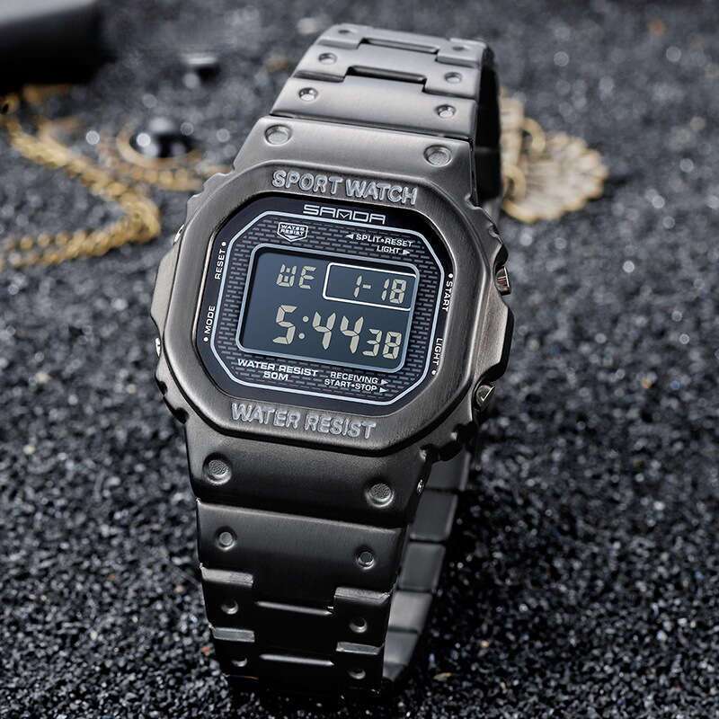 DHwatches Sanda Hot-Selling Fashion Trend Men's Business Outdoor Sports Personality Square Single Display Electronic Watch