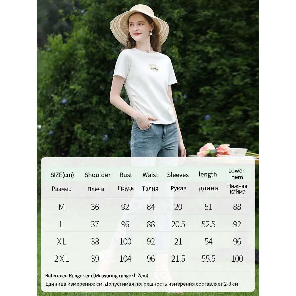 Chinese Style Embroidery Women Short-Sleeve T-Shirts Summer New Soft Basics Slim Blouses Lady