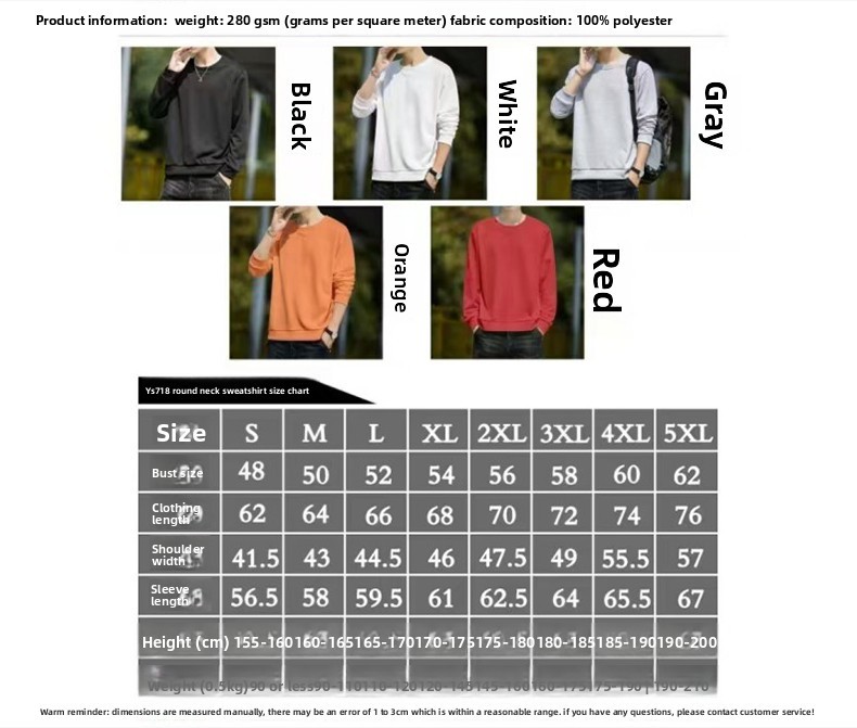 Men's Hoodies & Sweatshirts Men's Black Fleece Crew Neck Sweatshirt, Long Sleeve Thickened Thermal Pullover, Casual Winter Warm Top for Dail