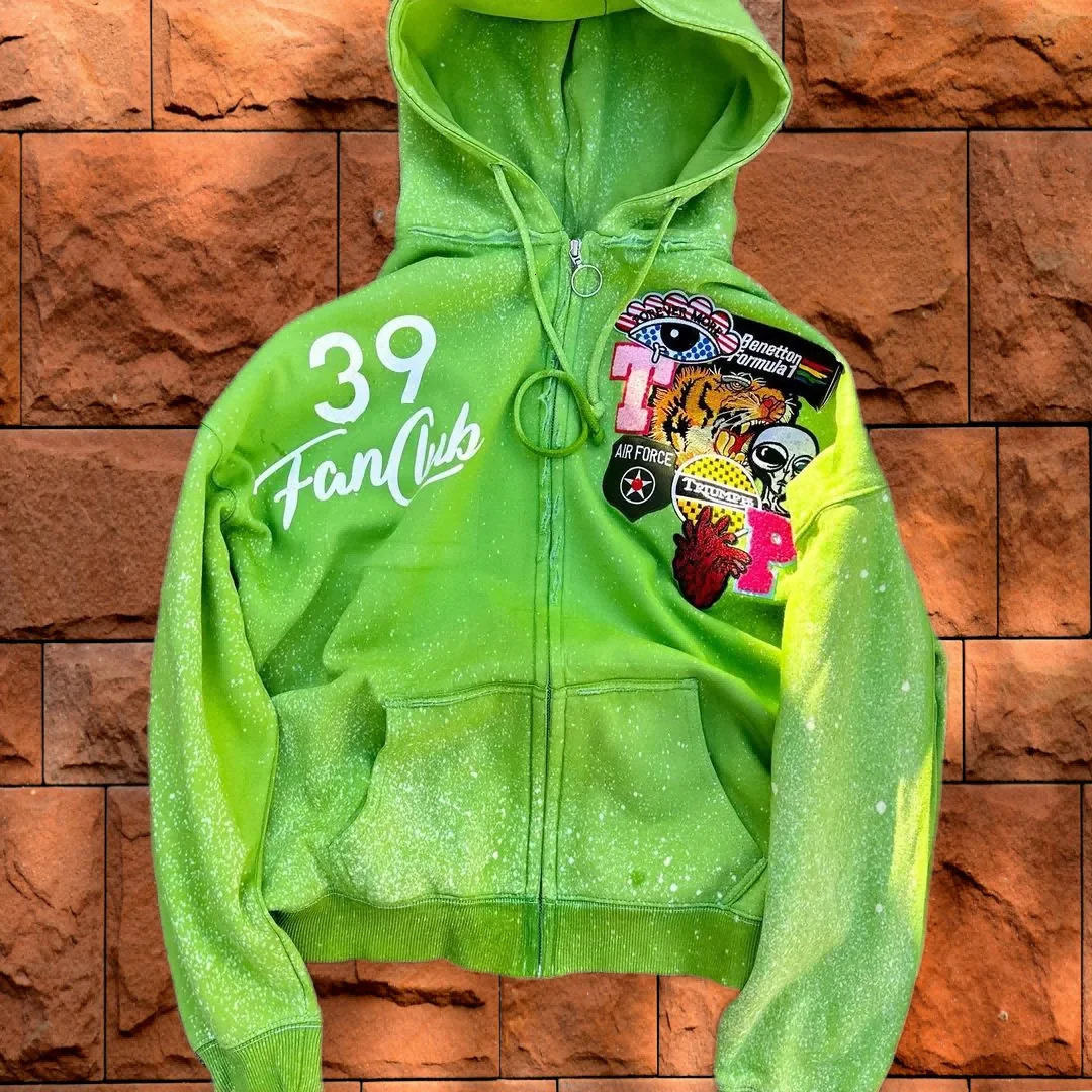 Street style hip-hop pink printed mens and womens sportswear with long sleeves Y2k top zipper hooded sweatshirt 250402