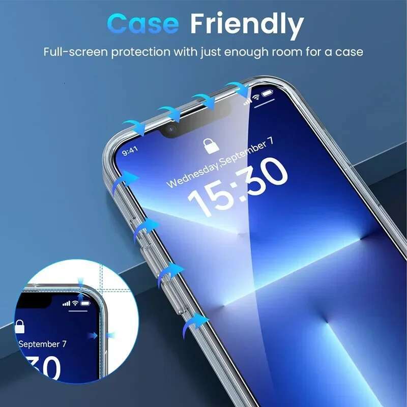 5Pcs Tempered iPhone 15 13 11 12 14 Pro Max Mini Screen Protector For IPhone 16 7 8 Plus X XR XS MAX Protective Glass