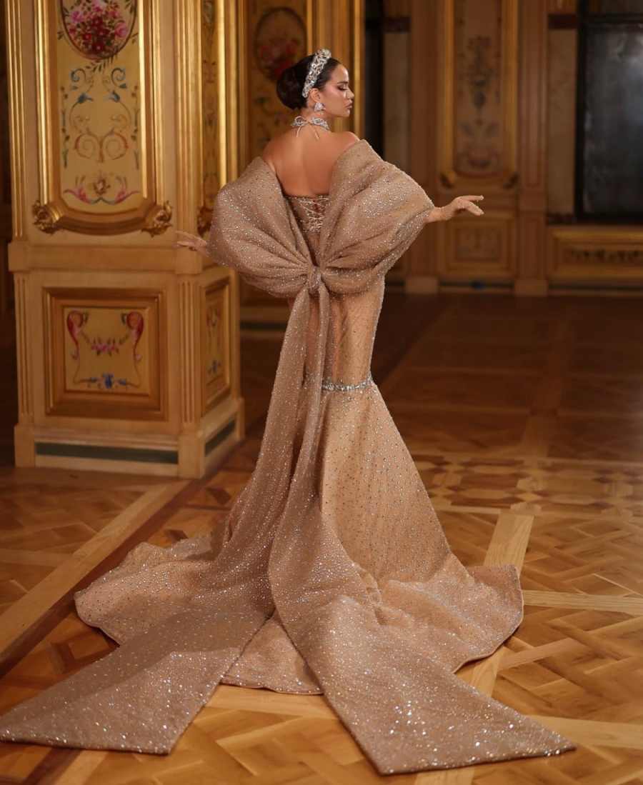 Modern Mermaid Prom Gown Crystal Evening Dress Beads Party Prom Dresses Sexy Bridal Gowns vestido de novia Size Customized Robes De Mariee L252956