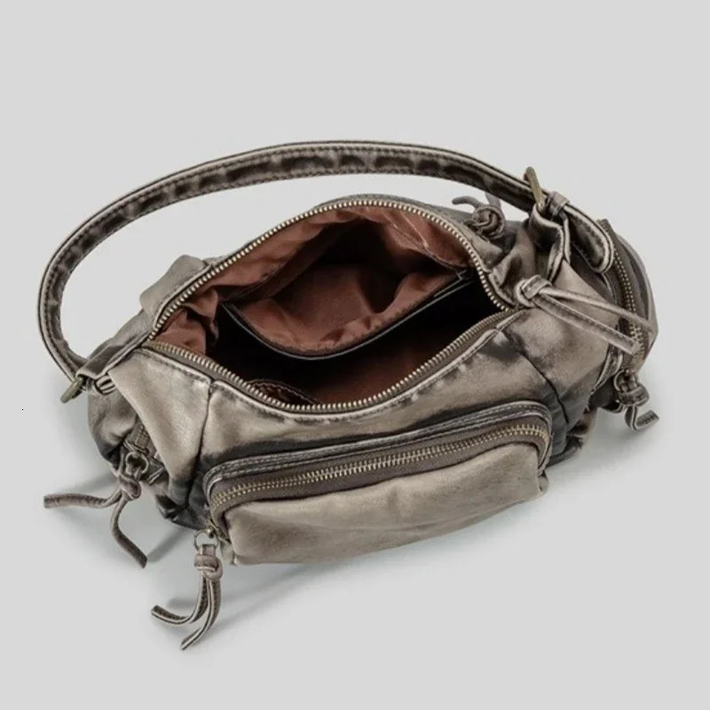 Y2k punk gothic underarm bag motor style cool retro shoulder bag high-quality multi pocket mobile phone pillow handbag 250402