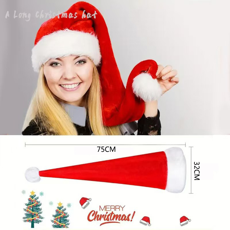Santa Claus hats for men and women, adult Christmas holiday hats, extra long, thick, classic plush, suitable for holiday party supplies