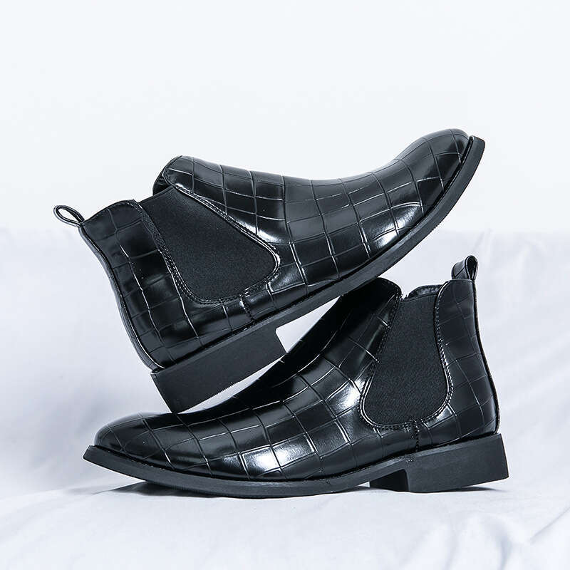 Men's big size autumn and winter new fashionable British style men's casual leather shoes trend Chelsea short boots