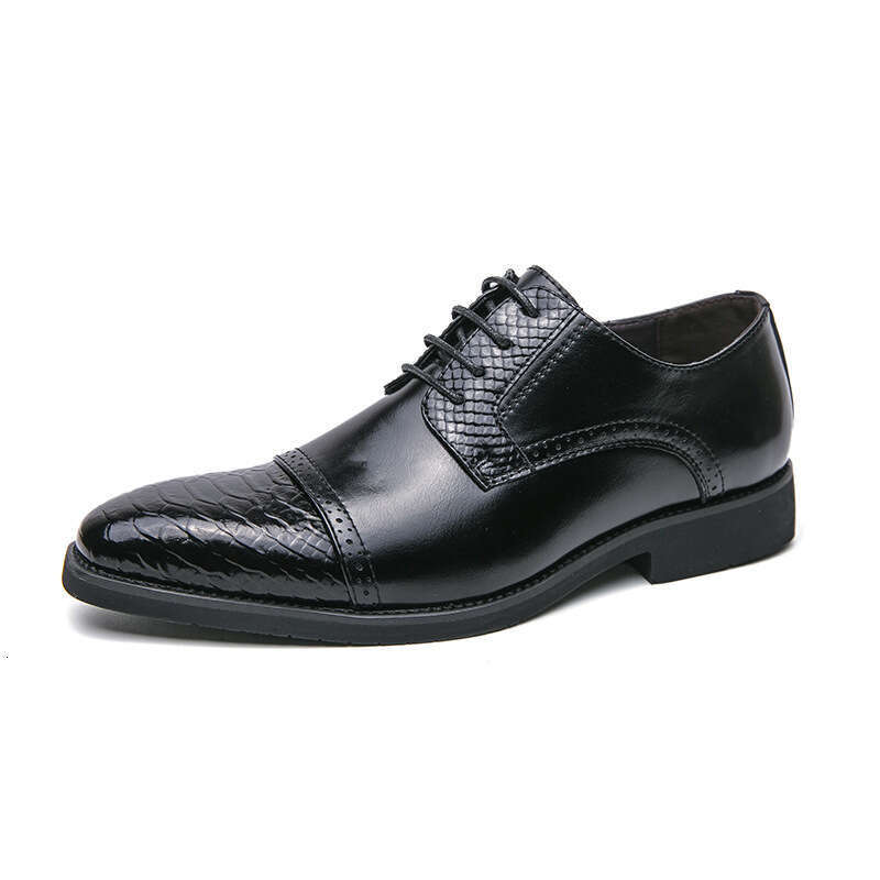 Large White 2023 Spring and Autumn Men's Business Dress 38-46 British Leather Wedding Shoes