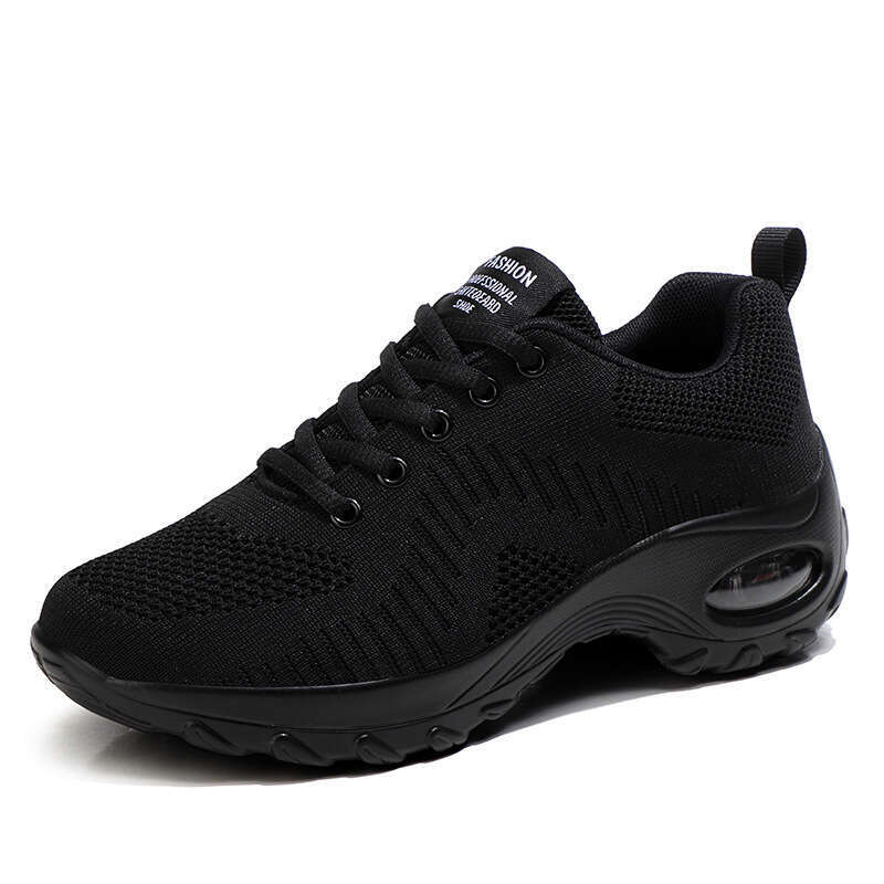 Summer adhesive with round toe and front lace up, women's low cut mesh sports shoes, air cushioned sloping heels, casual shoes