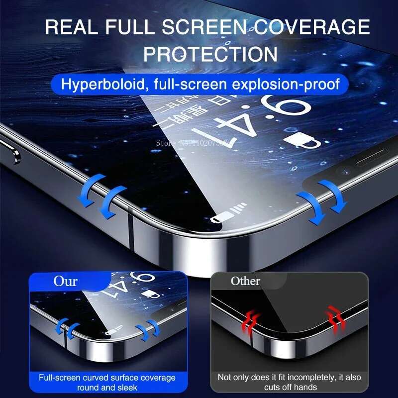 4PCS 9D Full Cover Tempered Glass 11 12 14 Pro Max 16 15 Plus Screen Protector For iPhone 13 Mini XR XS MAX