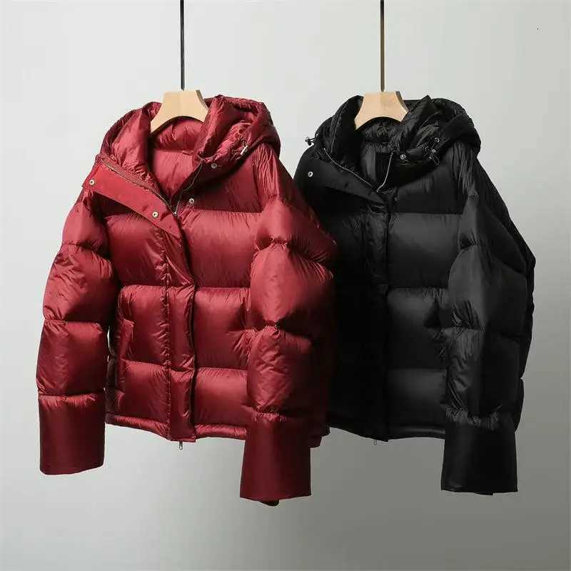 Womens Winter 2025 New High-end Thicken Goose Down Coat Lady Short Parka OvercoatT251105