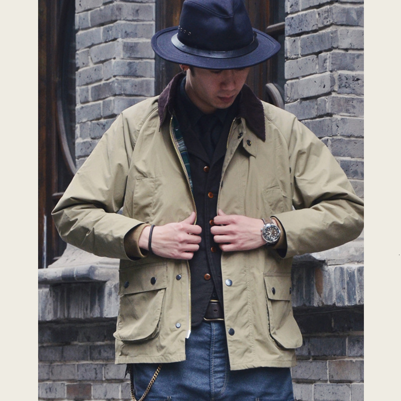 GDDQSDC British Style Hunting Jacket Without Wax Mens Spring and Autumn Waterproof Trench Coat Workwear Jacket Replica BBRA 250916