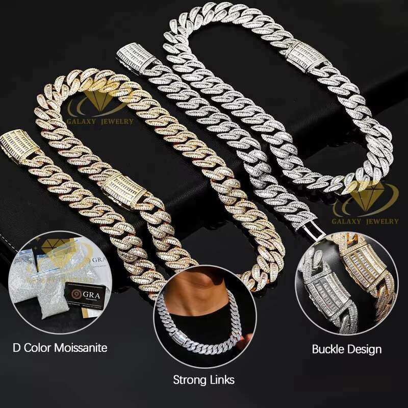 Luxury Pass Diamond Tester Vvs Moissanite Diamond 8mm 12mm Iced Out Rope Chain 925 Sterling Silver Twist Necklace Mens Hiphop
