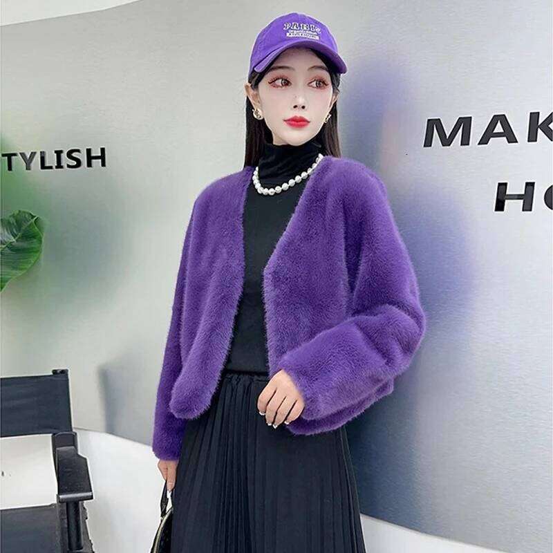 Korean Style Women's Autumn And Winter Faux Mink Fur Coats New High Quality Short Female Loose Thicken Warm Jacket Coat