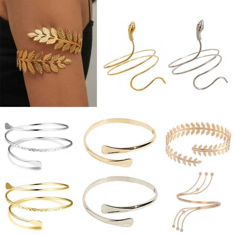 Alloy Spiral Armband Swirl Upper Arm Cuff Armlet Bangle Bracelet Egyptian Costume Accory for Wen Gold Silver ColorC250403