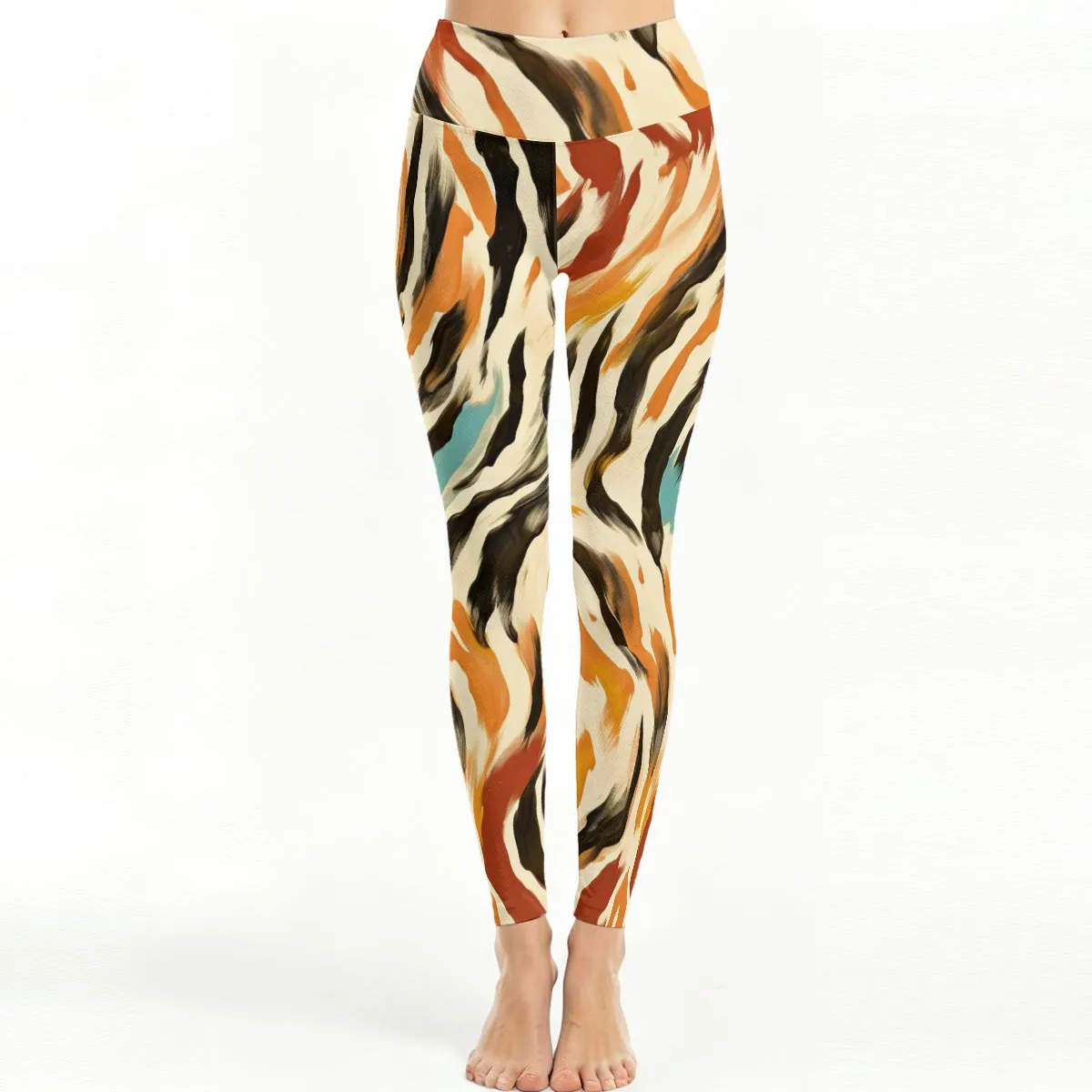 All-Over Print Women's High Waist Leggings, 4-Way Stretch Workout Yoga Pants with Side Stitch, Soft Moisture Wicking Fitness Tights