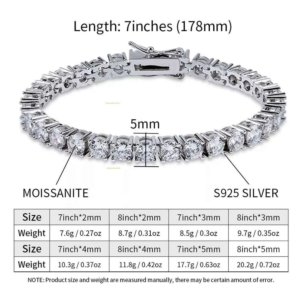 Juncheng GRA VVS Moissanite S Sterg Sier 10K 14K Gold Plated Chain Tennis Bracelet for Men Women Dia