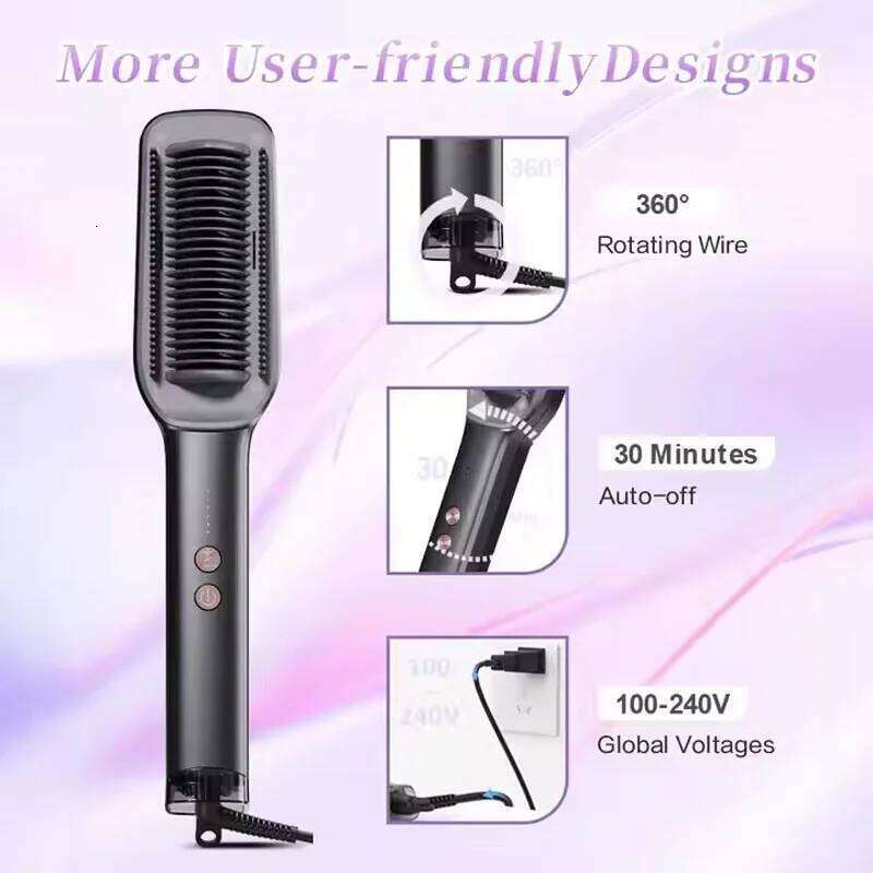 Fast Styling Negative Ion Straightening Brush PTC Heating Ceramic 2In1 Straight Curl Hair Iron Straightener Hot Comb Xiusiyuan251105